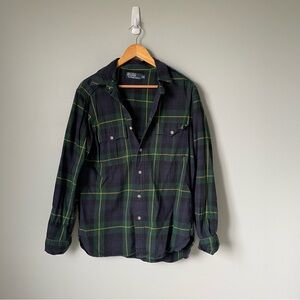 Polo by Polo Ralph Lauren Men's Green Plaid Button-Up Shirt Size Medium